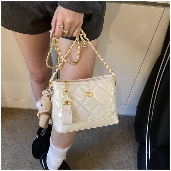 Quilted Chain Strap Mini Crossbody Bag w/Charm /Multiple colors available - Picture 6 of 14